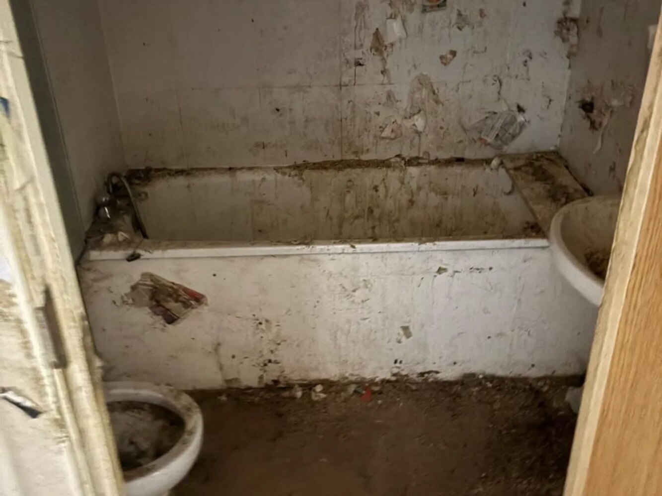 Dirty damaged bathroom