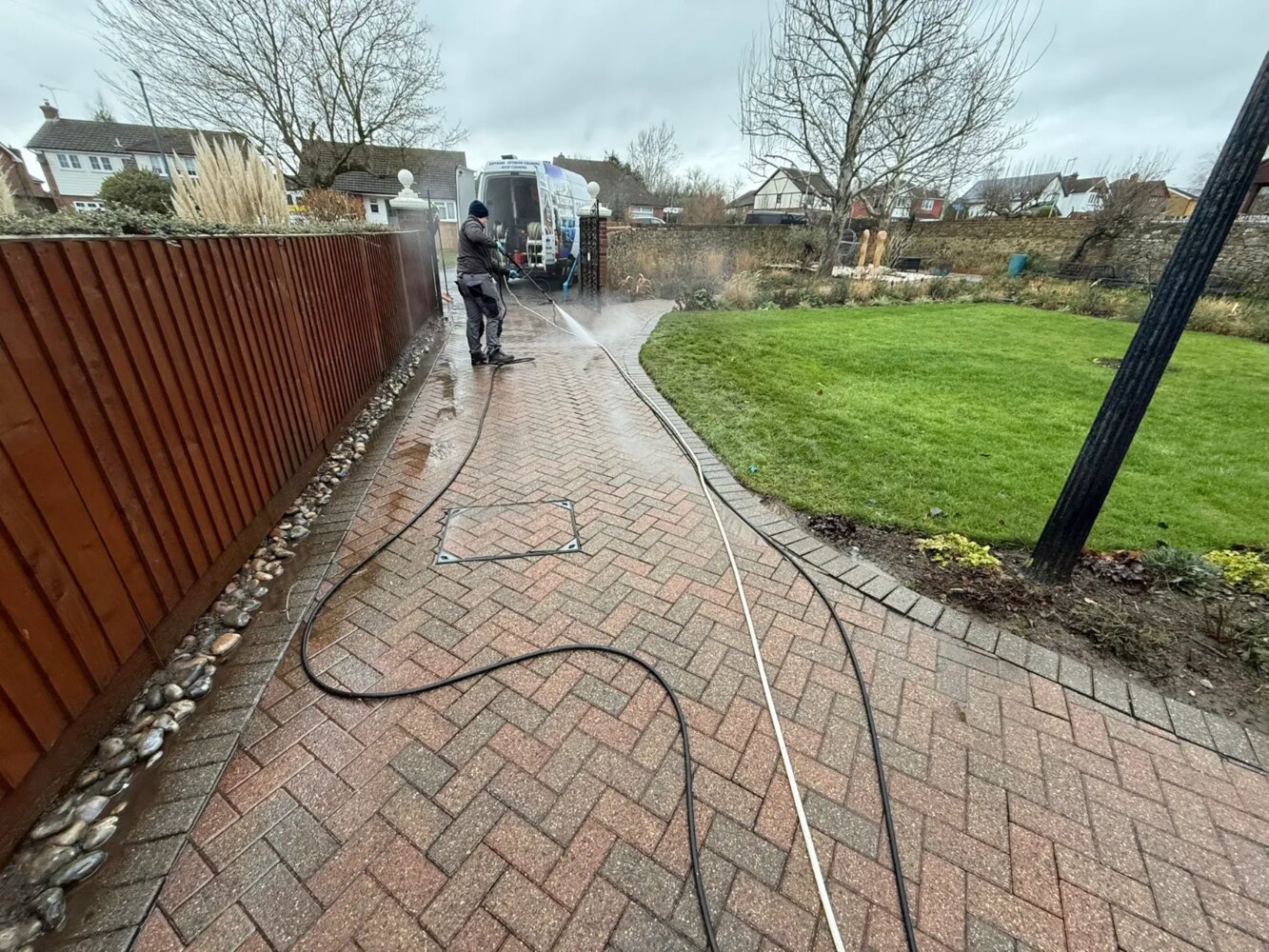 Driveway pressure washing